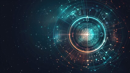 Obraz premium Detailed guide to zodiac sign pairings, featuring a circular layout with zodiac symbols,