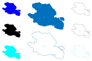 Obraz premium Lake Qinghai (People's Republic of China) map vector illustration, scribble sketch Ch'inghai Lake map