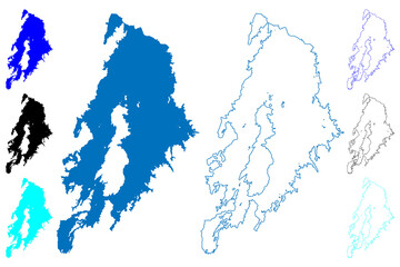 Obraz premium Lake Kivu (Africa, Democratic Republic of the Congo and Rwanda, African Great Lakes) map vector illustration, scribble sketch map