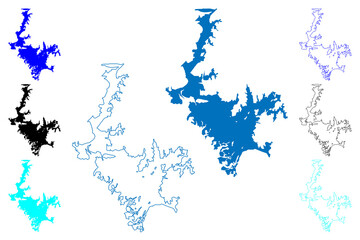 Lake Poyang (People's Republic of China) map vector illustration, scribble sketch Po-yong U map
