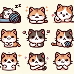 set of funny cats icon