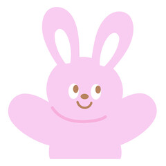 Illustration of pastel pink bunny png for cartoon character, comic, mascot, animal, sticker, standee, pet shop, vet, zoo, patch, brooch, plush toy, rabbit doll, easter, nature, garden, picnic, summer