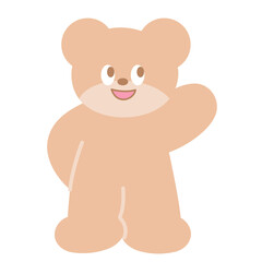 Illustration of teddy bear saying hi for cartoon character, comic, mascot, animal, sticker, standee, Valentine card, cute patches, shirt print, brooch, plush toy, kid doll, zoo, souvenir shop, emoji