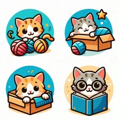 Obraz premium the cute cat cartoon art sets