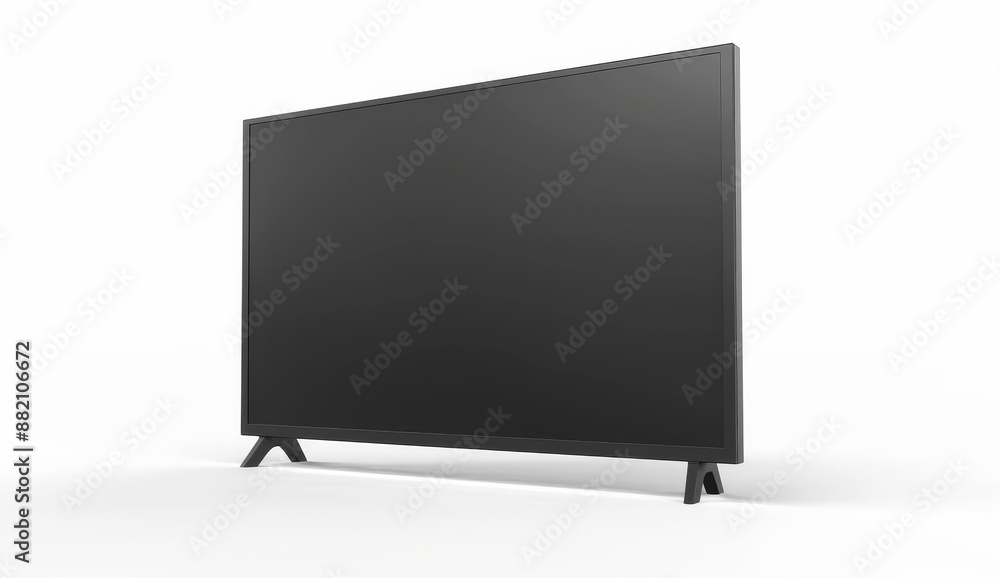Poster an isolated cutout object with a shadow on a transparent background, mockup of a large black tv.
