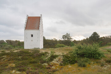 Fototapeta premium church in Skagen, Denmark, covers with sand