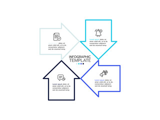 Infographic template with 4 process line and icons to success. Vector illustration.