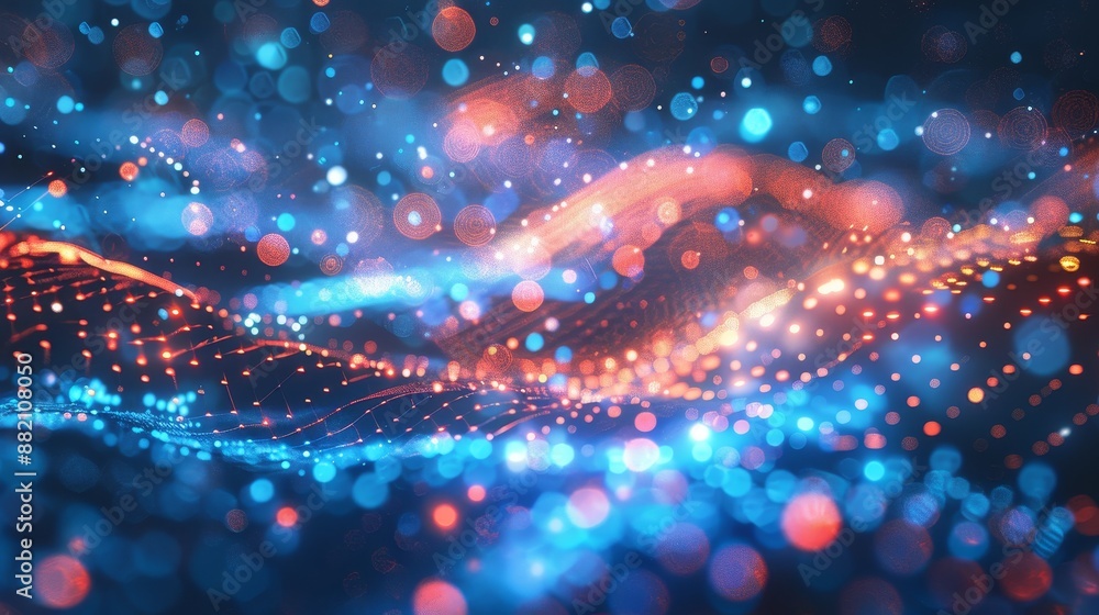 Aufkleber a visual representation of digital data based on dark hues and neon waves
