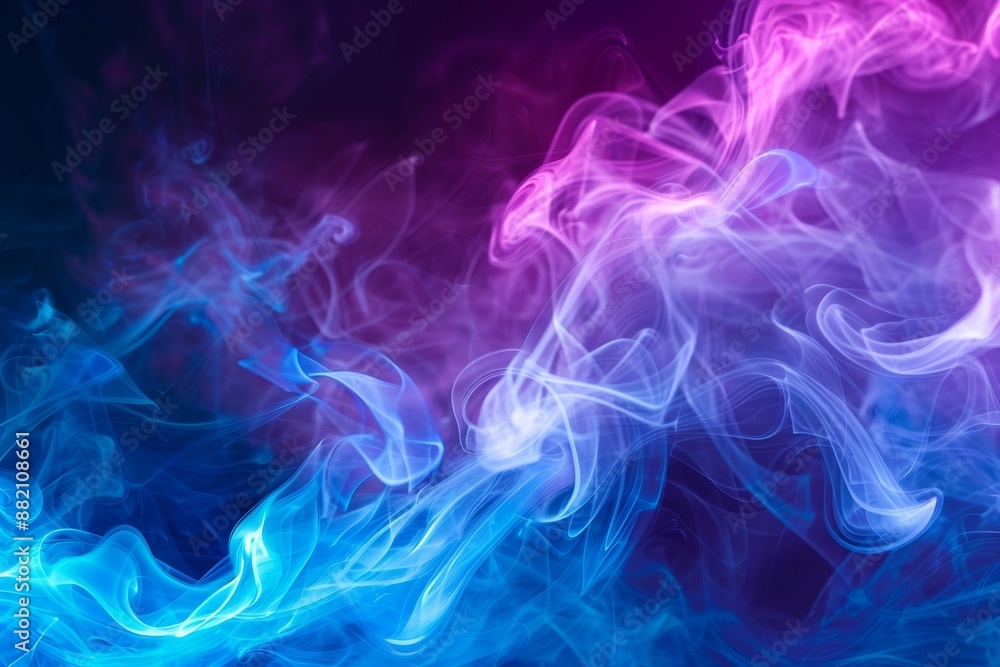 Poster a colorful swirl of smoke on a black background with copy space. rainbow colors in an abstract forma