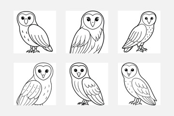 Owl handrawn  illustrations vector set