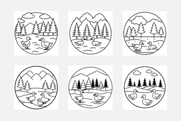 Nature Forest Logo set Vector  illustration