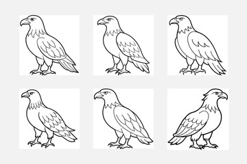 Versatile Eagle Bird Lineart Illustrations Set for Graphic Design Resources and Children's Coloring Activities