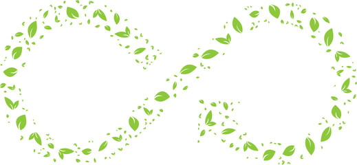 An eco-friendly infinity symbol composed of green leaves, representing sustainability and environmental consciousness, perfect for green initiatives and ecological projects