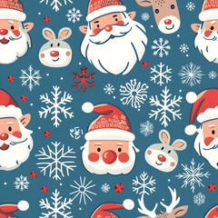 2D illustrated New Year card in a cute graphic style seamless pattern.