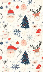 2D illustrated New Year card in a cute graphic style seamless pattern.