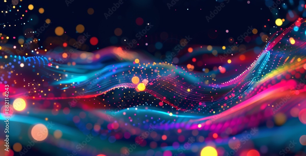 Poster dot point connect with gradient line and aesthetic intricate wave line design, internationalization 