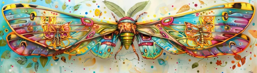 Obraz premium Hawk moths and tiger moths in action, intricate details, vibrant colors, natural harmony