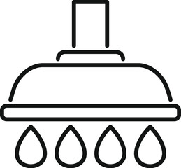 Minimalist icon of a shower head pouring water, representing hygiene and bathroom fixtures