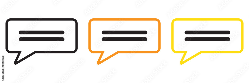 Poster comment line icon set. talk speech message bubble vector icon. feedback icon. conversation icon for 