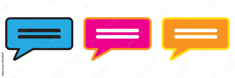 Poster comment line icon set. talk speech message bubble vector icon. feedback icon. conversation icon for 