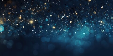 Abstract Bokeh Background with Blue and Gold Lights