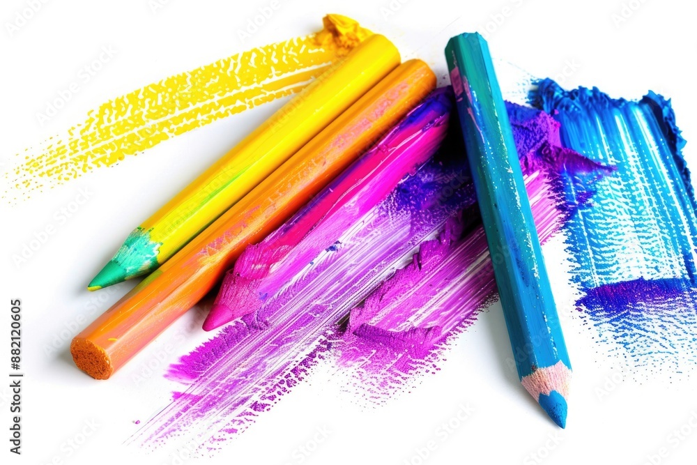 Poster a collection of colored pencils arranged neatly next to each other