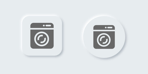 Washing machine solid icon in neomorphic design style. Laundry signs vector illustration.