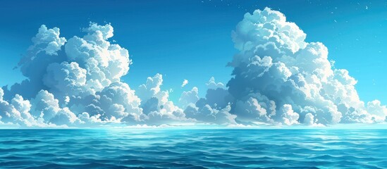 Seascape with Fluffy Clouds