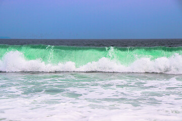 Big sea wave. Storm. Rough sea. Beautiful sea view.