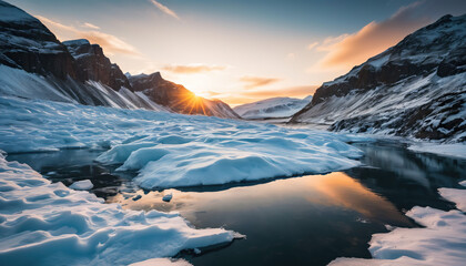 Frozen Lake Arcana in Cloudy Winter: The Scout's Passage Engulfed in Landslide