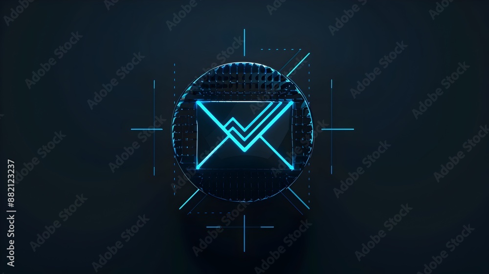 Aufkleber digital envelope icon on futuristic background with abstract technology