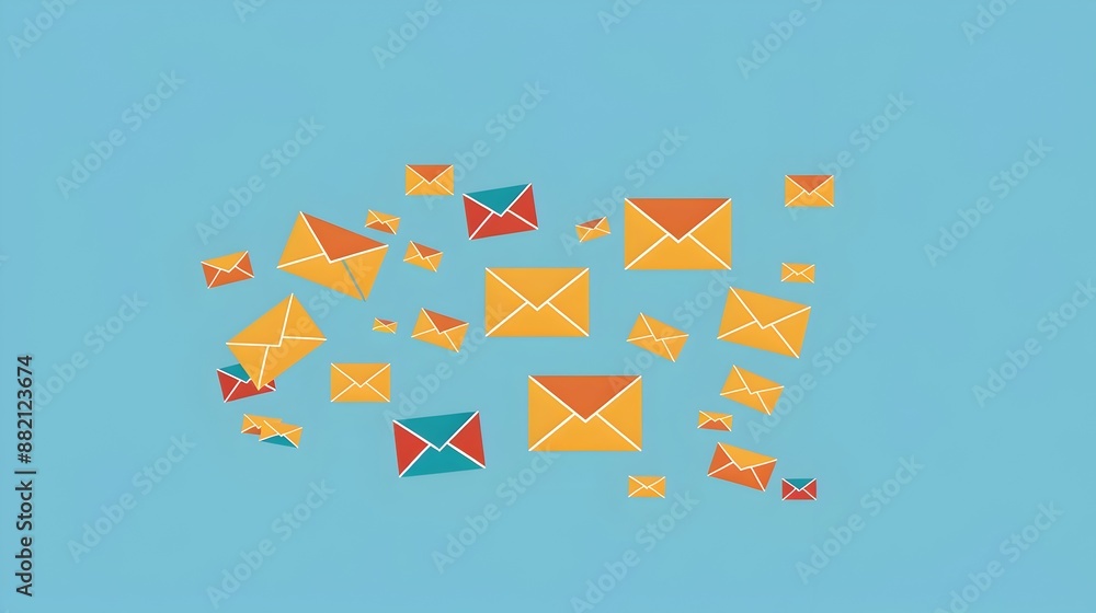 Poster assorted multicolored envelope icons in pattern formation