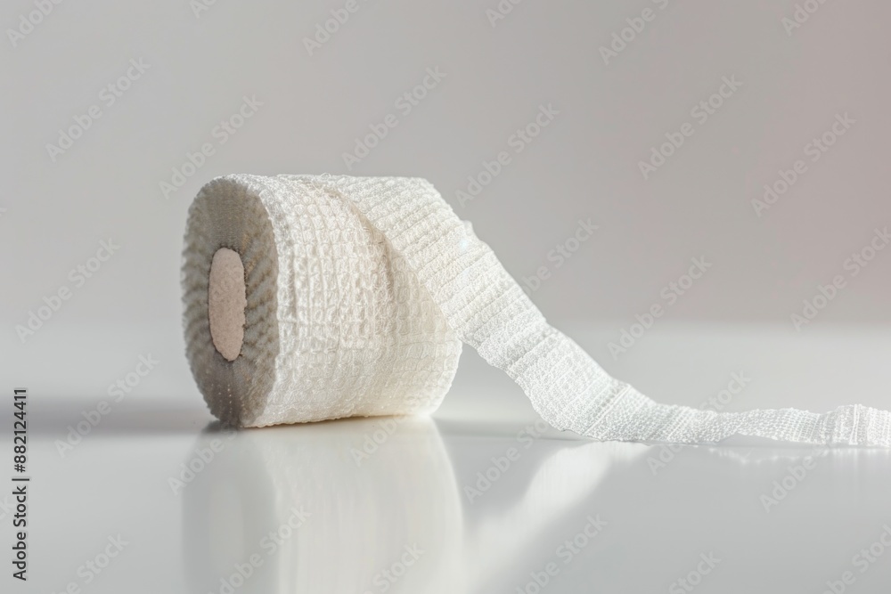 Poster A single piece of white cloth resting on a table, suitable for use as a prop or background element