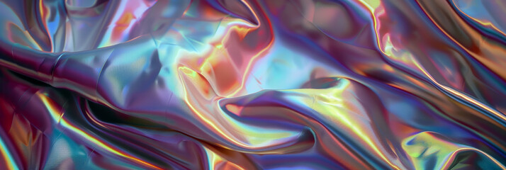 Iridescent Metallic Fabric with Colorful Abstract Patterns