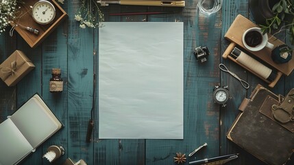 Stationery supplies used to create a frame