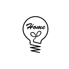 light bulb icon for home one line vector. Save energy concept in minimalistic style. Can used for logo, emblem. Vector illustration.eps