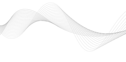 White wave curve lines banner background design. Abstract soft wave lines dynamic flowing gray light isolated background. Vector Illustration of the gray pattern of lines. Black stripes on white .