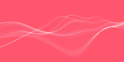 Futuristic dot wave. Abstract digital particle wave. Technology background. Colored musical wave. Light background. Digital background with smooth, wavy curves. 3D rendering © Tetiana