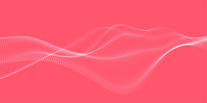 Futuristic dot wave. Abstract digital particle wave. Technology background. Colored musical wave. Light background. Digital background with smooth, wavy curves. 3D rendering