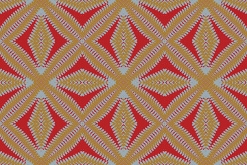 Fabric ikat seamless pattern geometric ethnic traditional embroidery style. Design for background carpet wallpaper clothing wrapping Batik fabric illus.
