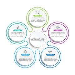 Modern infographic template. Creative circle element design with marketing icons. Business concept with 5 options