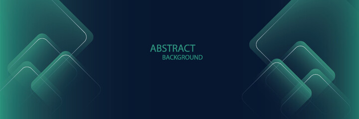 Abstract blue horizontal banner background with shining blue and green geometric square shapes. Modern graphic design. vektor