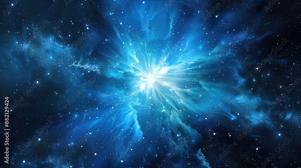 Poster Cosmic blue star blast in outer space