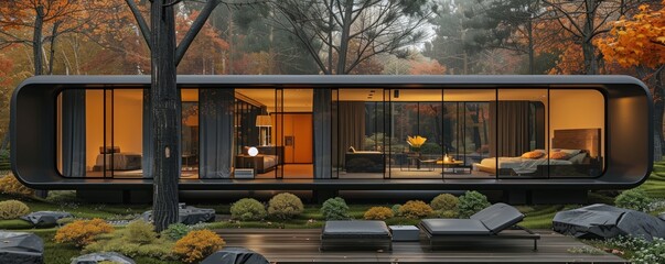 Obraz premium Modular home with cutting-edge technology and design.