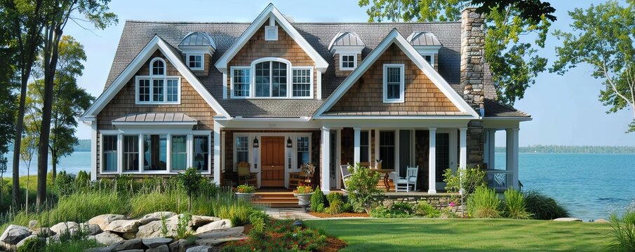 Classic Cape Cod with cedar shake siding and a widow's walk.