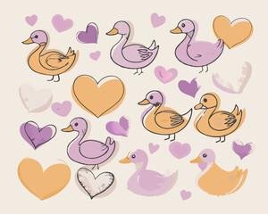 seamless pattern of cute ducks v5