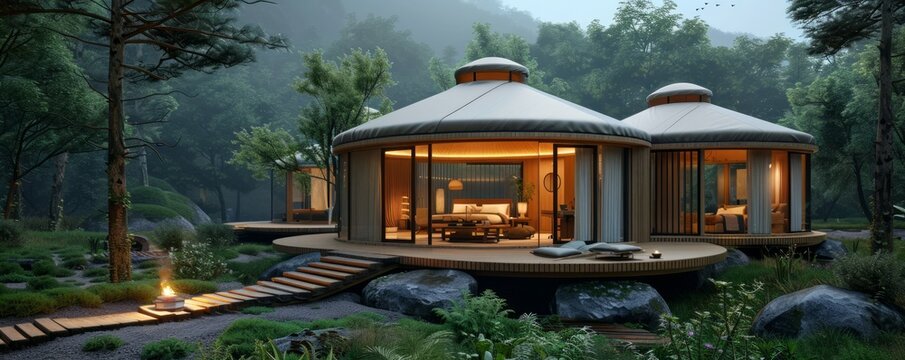 Modern yurt with innovative design.