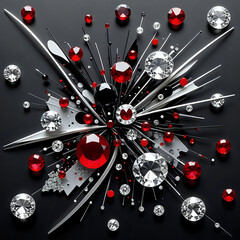  Abstraktion Fantasie Silber, Diamant, Rubin 1x1. Hintergrund für das Design 1.