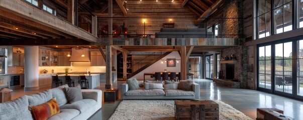 Renovated barn with contemporary interiors.