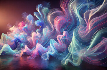 Obraz premium Abstract art piece featuring vibrant hues and fluid motion, creating a sense of energy and dynamic movement in a mesmerizing display